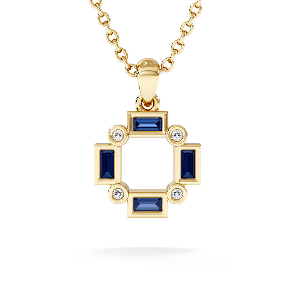Forme 0.40ct Baguette Cut Lab Sapphire Pendant Necklace in 18K Gold Vermeil